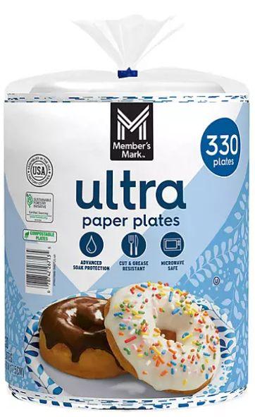 Member's Mark  Ultra Snack Paper Plates 330 Counts - White - Brand New