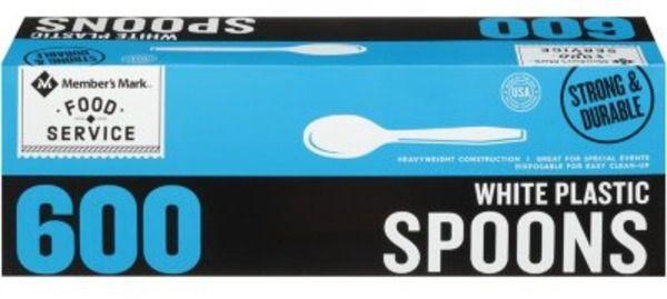 Member's Mark  White Plastic Spoons (600Pcs) - White - Brand New