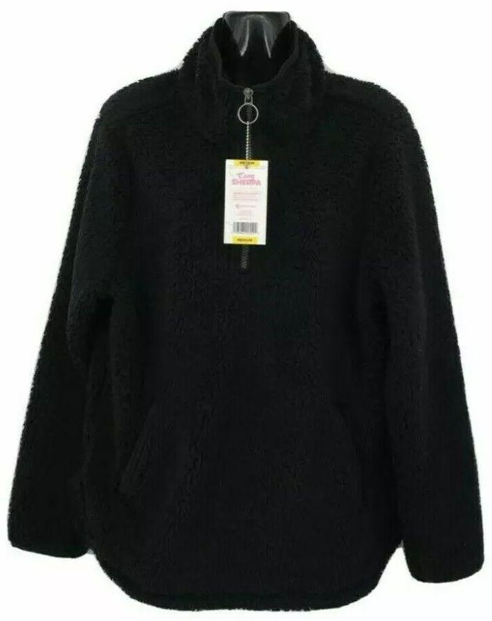 Member's Mark  Women's Cozy Sherpa 1/4 Zip Pullover S - Black - Brand New
