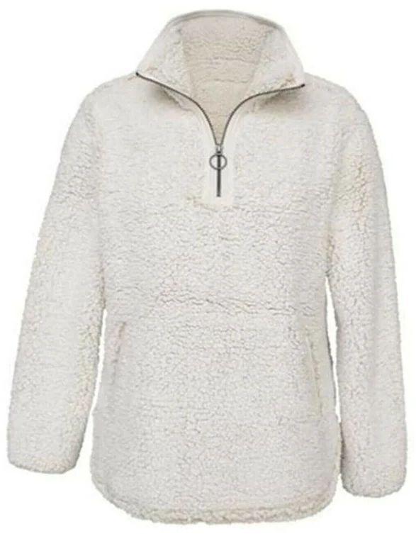 Member's Mark  Women's Cozy Sherpa 1/4 Zip Pullover XL - Ivory - Brand New