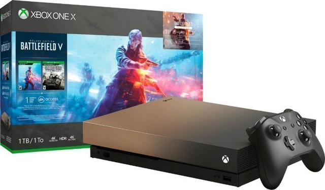Microsoft Xbox One X Gaming Console 1TB in Gold Rush Edition with Battlefield V in Excellent condition