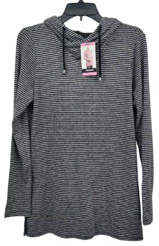 Premise  Women's Hooded Sweater Top L - Grey Heather/Black - Brand New