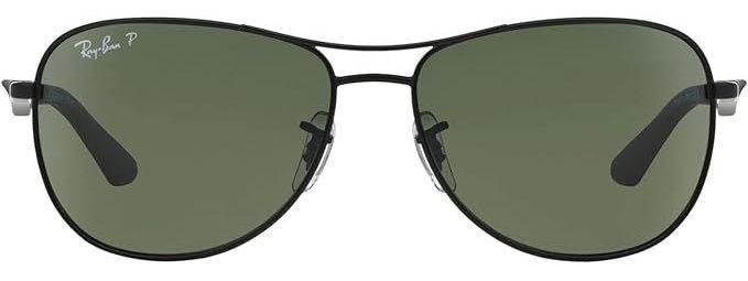 Ray-Ban  Men's RB3519 Aviator Sunglasses - Green Polarized/ Matte Black - Excellent
