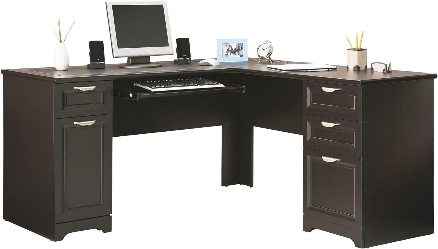Realspace  Magellan 59"W L-Shape Corner Desk - Brown - Excellent