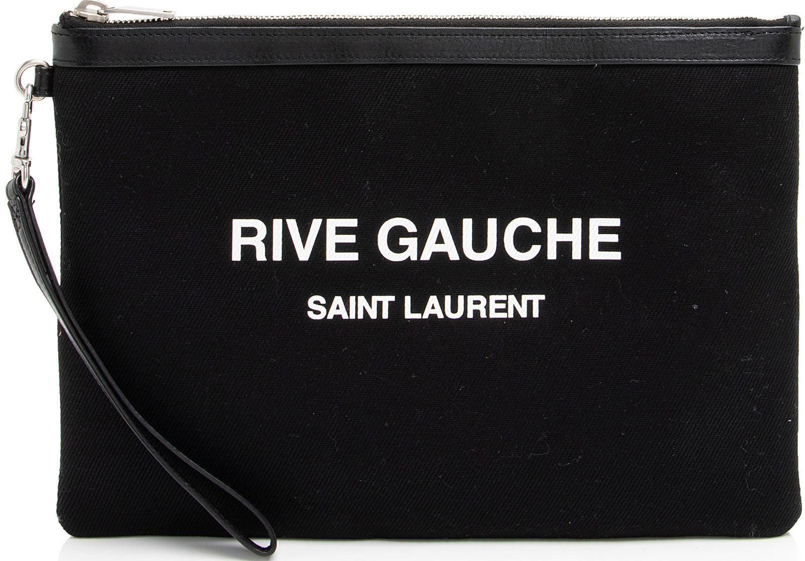Saint Laurent  Canvas Leather Rive Gauche Pouch - Black/White - Canvas - Excellent