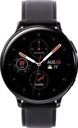 Samsung Galaxy Watch Active2 (Bluetooth + LTE) - 4GB - 44mm - Black Stainless Steel Case with Black Leather Leather Strap