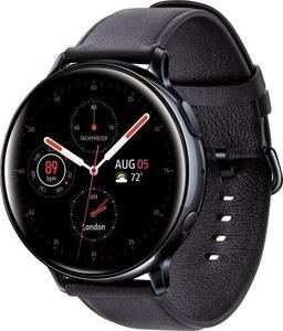 Samsung Galaxy Watch Active2 (Bluetooth + LTE) - 4GB - 44mm - Black Stainless Steel Case with Black Leather Leather Strap