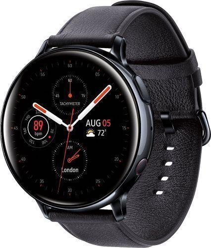Samsung Galaxy Watch Active2 (Bluetooth + LTE) - 4GB - 44mm - Black Stainless Steel Case with Black Leather Leather Strap