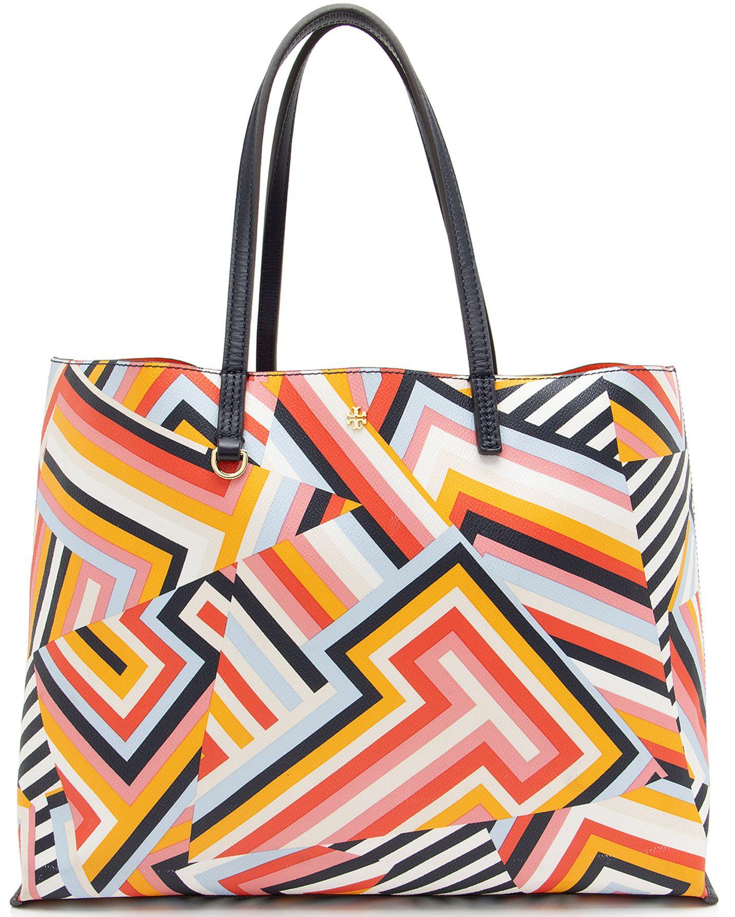 Tory Burch  Coated Canvas T Print Tote - Black/Multi/White - Coated Canvas - Excellent