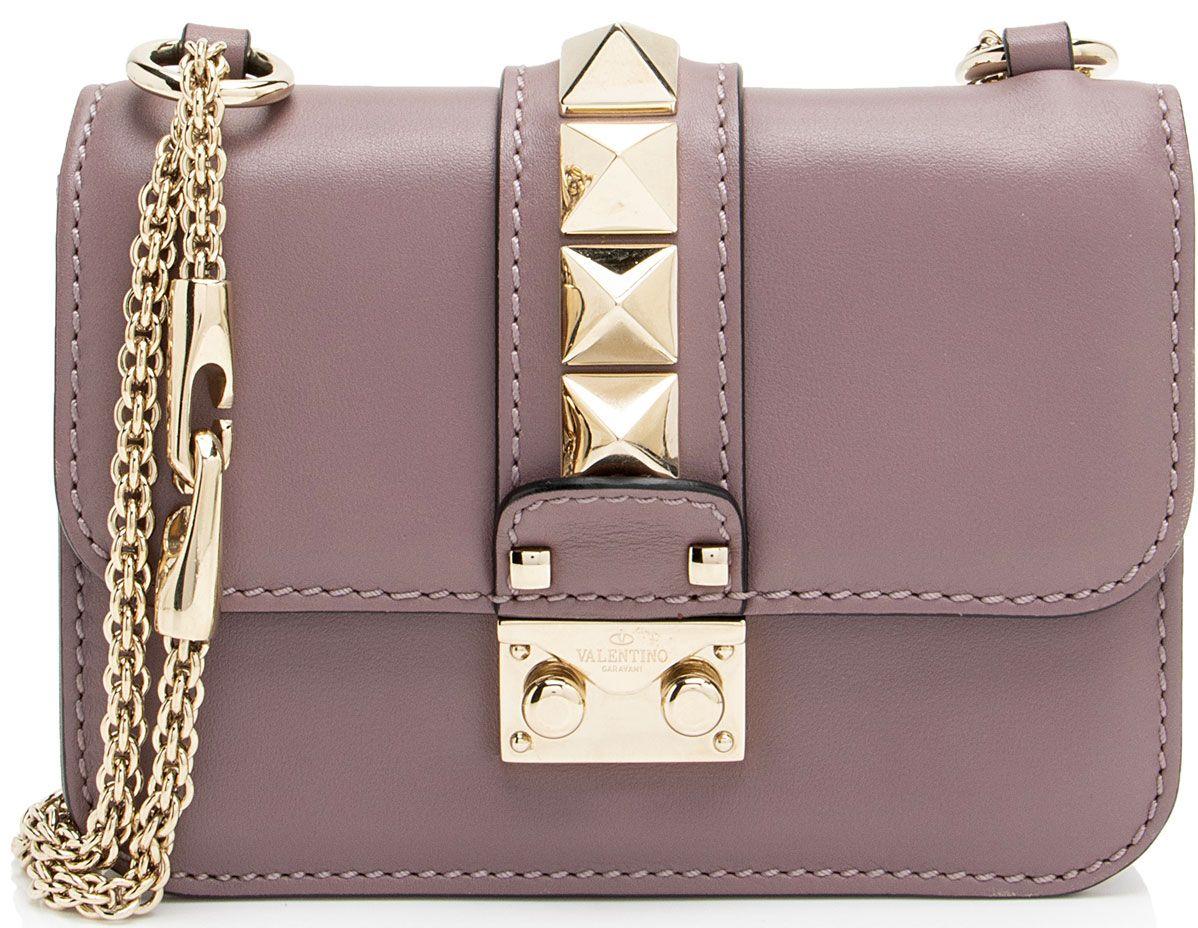 Valentino  Leather Glam Lock Mini Shoulder Bag - Purple - Leather - Excellent