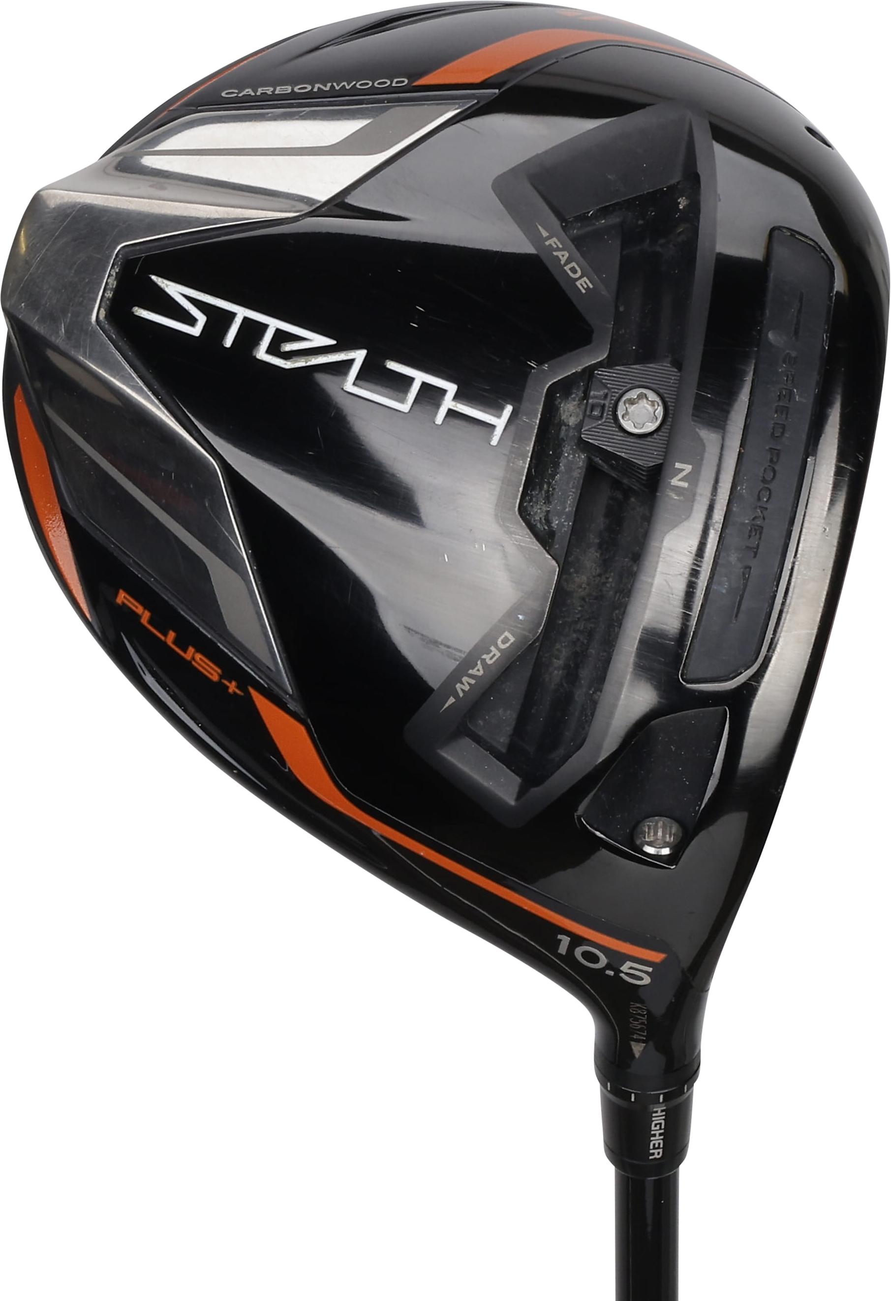 TaylorMade MYSTEALTH PLUS Black/Orange w/Orange Face Driver - Fujikura Ventus Red w/ Velocore 6 Shaft - Right Handed - Stiff Flex - Standard Length - 10.5 Loft - Standard Lie Angle - Men - Good