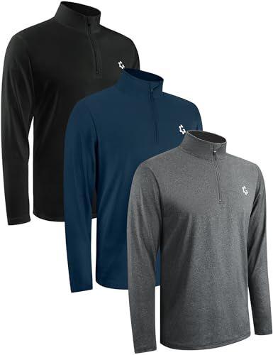JumGear Life  Quarter Zip Pullover Men Long Sleeve Running Athletic Golf Sweatshirts (3 Pack) - Black/Gray/Blue - XL - Excellent