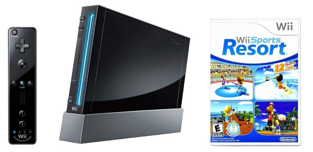 Nintendo Wii Gaming Console with Wii Sports & Wii Sports Resort Edition - Black - Excellent